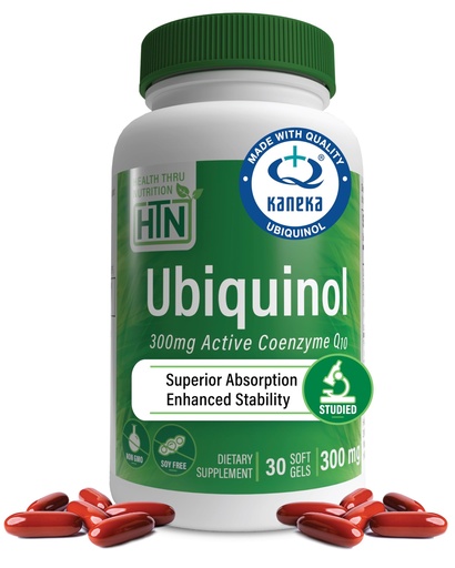 [BRSWGYYHAUBQ4CT3] Health Thru Nutrition Ubiquinol 300mg 30 Softgels as Kaneka QH Reduced CoQ-10 | Stabilized - 3rd Party Tested | Enhanced Bioavailability | Cardiovascular & Mitochondria Function Support | Non-GMO