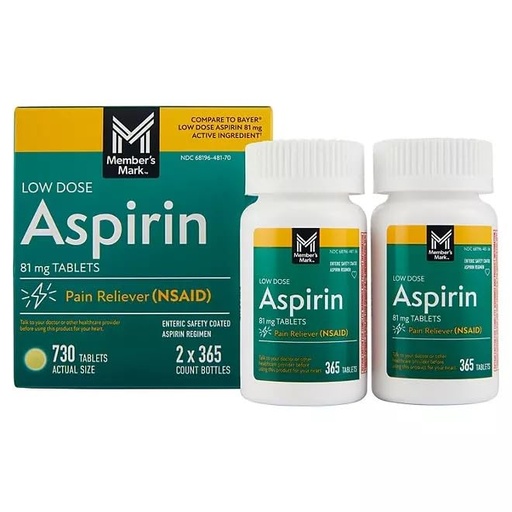 [BRSRE233PIOWCH33] Low Dose Aspirin Tablets, 81 mg, 730 ct.