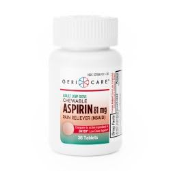 [BRSWIYYRO4FQA2Y5] Aspirin (81mg) - 36 Chewable Tablets