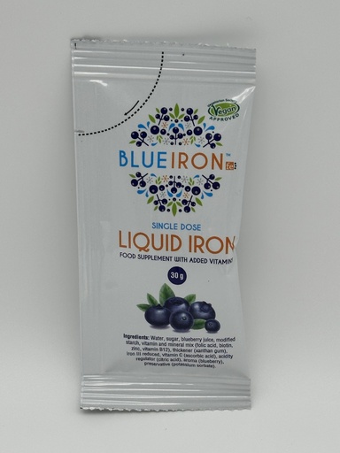 [BRSRACATAEPRM23F] Blue Iron Original Liquid Iron Supplement – Single-Dose 30 g Sachets – Fast-Absorbing Iron Formula – Gentle, Great-Tasting Daily Iron Support