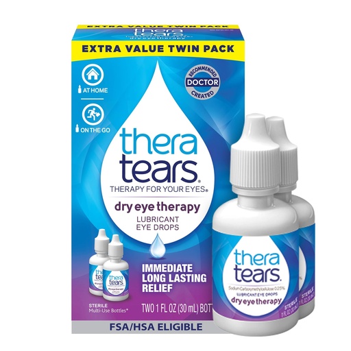 [BRSWGEL7BZ4BY2A4] TheraTears Dry Eye Therapy Lubricating Eye Drops for Dry Eyes, 1 Fl Oz Twin Pack, (2 x 30mL Bottles)