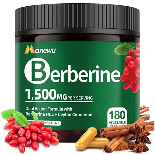 [BRSRGBITPMMQEHI2] Berberine - High Absorption Berberine HCl 3-in-1 Capsules with Ceylon Cinnamon & Citrus Bergamot - Berberine Supplement 1500mg Complex - 180 Capsules - 90 Days Supply