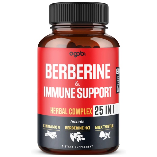 [BRSROY37BYCAADLA] Premium Berberine Supplement with Ceylon, Ashwagandha, Turmeric, Milk Thistle, Elderberry & Black Pepper - Supports Immune System, Cardiovascular & Gastrointestinal - 120 Capsules