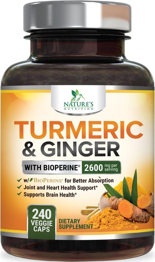 [BRSRGBQ3BMIWEA3G] Turmeric Curcumin Supplement - 2000mg Organic Turmeric Per Serving - 95% Curcuminoids, Ginger & BioPerine Black Pepper for Best Absorption - Bottled in USA - 240 Capsules