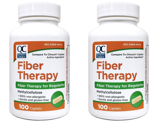 [BRSWYBAQBUCBAAAU] Quality Choice Fiber Therapy for Regularity Methylcellulose 500 mg 100 Caplets Pack of 2