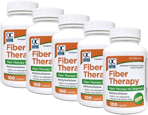 [BRSWYBAQDN6WAYDK] Quality Choice Fiber Therapy for Regularity Methylcellulose 500 mg 100 Caplets Pack of 5