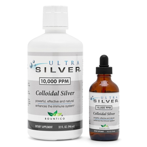 [BRSWIGA4PJ7R2HTO] Ultra Silver® Colloidal Silver | 10,000 PPM, 32 Oz (946mL) | Mineral Supplement | True Colloidal Silver - 4 oz Dropper Bottle (Empty) Included for Dispensing!