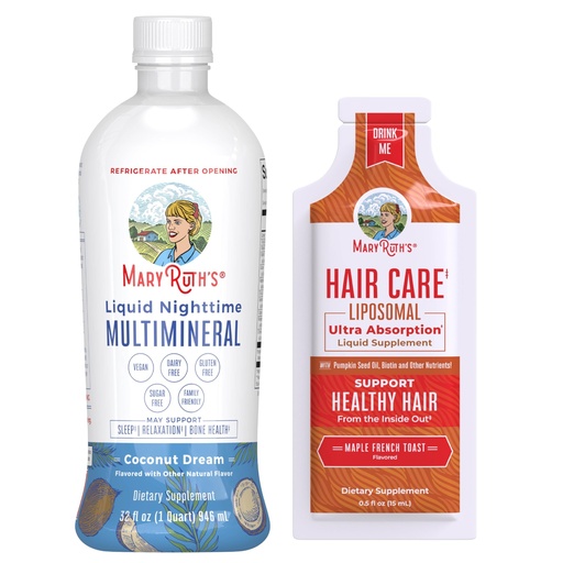 [BRSRACQEDEIWCYI7] MaryRuth's Liquid Nighttime Multimineral (Coconut, 32oz) & Hair Care Liposomal (Maple French Toast) | Clean Label Project Verified® | Sugar-Free, Vegan | Sleep, Beauty, Hair & Skin Support
