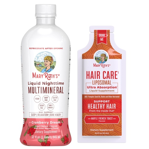[BRSRACQYBMORUEI7] MaryRuth's Liquid Nighttime Multimineral (Cranberry) & Hair Care Liposomal (Maple French Toast) | Clean Label Project Verified® | Sugar-Free, Vegan | Sleep, Beauty, Hair & Skin Support
