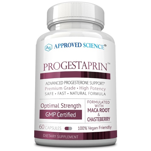 [BRSRAY33CB4BA23Z] Approved Science Progestaprin - Progesterone Support Supplement - 1 Bottle - 60 Capsules - Vegan