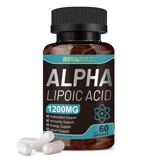 [BRSRAAQFCV5AEE3Z] Alpha Lipoic Acid 1000mg 6-in-1 Nerve Support Supplement with Benfotiamine, B1, B12, Grape Seed & Ubiquinol Non-GMO - 60 Capsules, 30-Day Supply