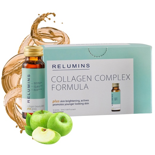 [BRSW2FIZDF6A4CA6] Relumins World's Most Advanced Collagen Drink - 10,000mg w/Glutathione & Antioxidants | USA's No.1 Liquid Collagen, Anti-Aging, Summer Glow Skin | Apple Flavor | Made in USA - 10 Bottles