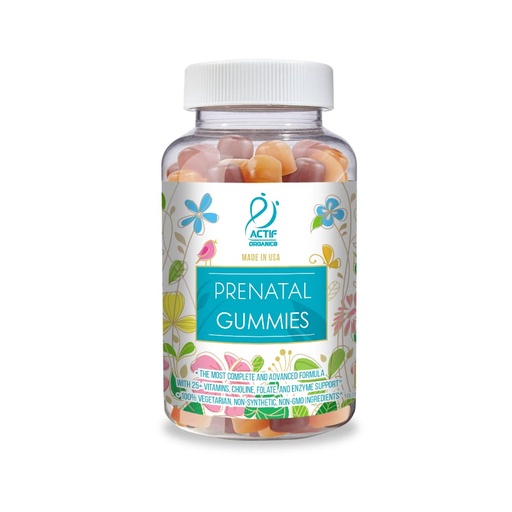 [BRSWICAOAQMRSYA7] Actif Prenatal Gummies with 25+ Organic Vitamins and Organic Herbal Blend - Non-GMO, 100% Vegetarian, 90 Count, Made in USA