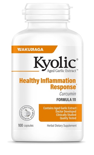 [BRSWIEINAANRQ236] Kyolic Aged Garlic Extract Formula 111, Healthy Inflammation Response*, Curcumin, 100 Capsules