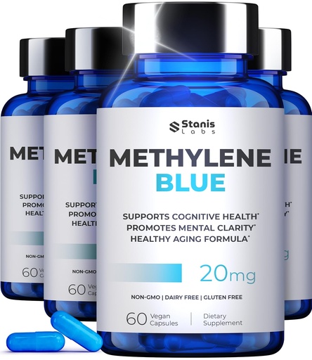 [BRSREAQOAR7BSF3Z] Ultimate Methylene Blue Capsules 20mg - Memory Supplement for Brain Focus Fuel | Blue Methylene Pharmaceutical Grade - Energy and Focus Supplement | Energy Pills | 240 Servings