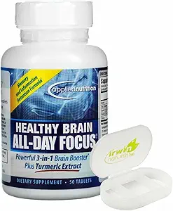 [BRSRMHQ6AUFWMYDZ] Nutrition Healthy Brain All Day Focus Tumeric Extract Supplement 50 Tablets with Pill Case