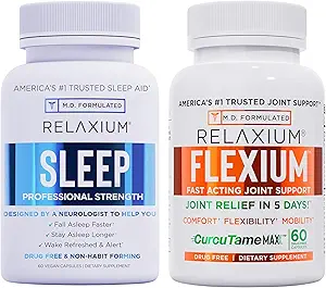 [BRSRAGIBOECBE3Y7] Relaxium Sleep & Joint Relief Bundle, Melatonin & Ashwagandha Sleep Aid + CurcuTame & Glucosamine Chondroitin, 60 Capsules Each, Drug-Free Support for Sleep & Joint Health