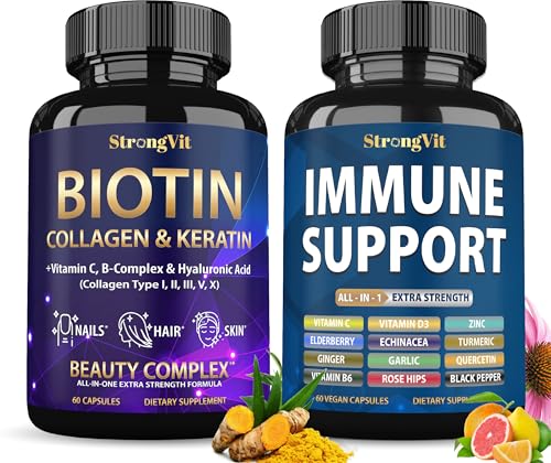 [BRSRGFAHPN6W2EL5] StrongVit Biotin Supplements & Immune Support Complex Bundle (120 Capsules)