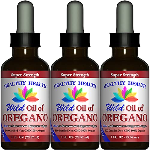 [BRSWIGYPBAHAM2AV] Oregano Oil - Wild Mediterranean - ECO Certified Organic (3 Pack) Super Strength 86% Carvacrol, Liquid, Immune Support, Aceite de Oregano Non GMO 1 fl. Oz