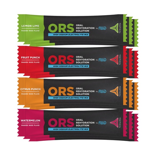 [BRSWYZIKAAHBUADF] Fluid Tactical - ORS (Oral Rehydration Solution), Recover Faster, Extreme Dehydration Electrolytes, 12pack (4 Flavor Variety Pack)