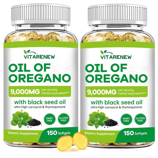 [BRSRECQNBEGQY2DF] Oil of Oregano with Black Seed Oil, 300 Softgels | 2-in-1 Powerful Synergy for Immune Support | High Potency Carvacrol & Thymoquinone, Plant Based & Non-GMO