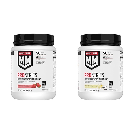 [BRSRAY33PIAWCADF] Muscle Milk Pro Series Protein Powder, Strawberry & Intense Vanilla, 2 Pounds Each (2 Pack)
