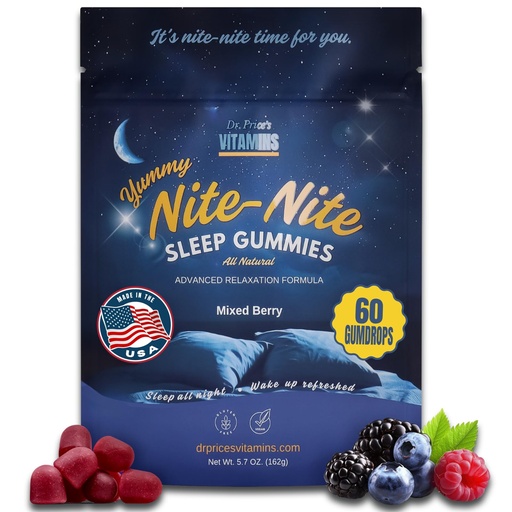 [BRSRAGLQC4OW233O] Dr. Price Sleep Gummies for Adults – 3mg Melatonin, L-Theanine, GABA & Herbal Blend – Mixed Berry Flavor, Gluten-Free Sleep Aid – 60 Count