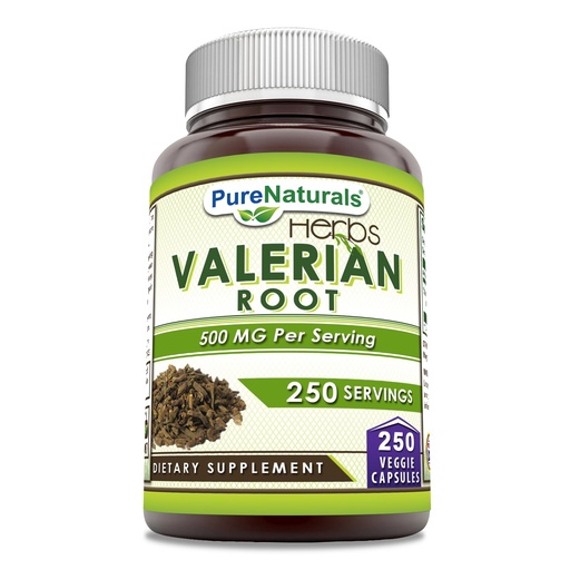 [BRSROHDYB4CBO3T2] Pure Naturals Valerian Root Supplement | 500 Mg | Veggie Capsules | Non-GMO | Gluten Free | Made in USA (250 Count)