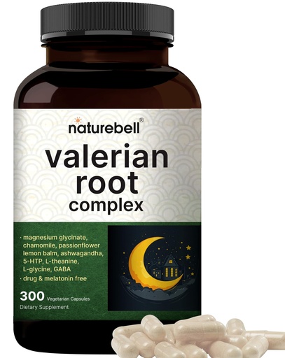 [BRSREY3YA56WE23J] NatureBell Valerian Root for Sleep, 300 Veggie Capsules with Magnesium Glycinate, Chamomile, Passionflower, Lemon Balm, Ashwagandha, & More – Relaxation & Sleep Support Supplement – Melatonin Free