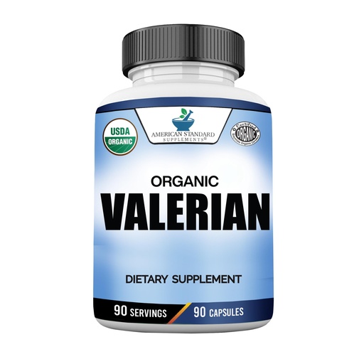 [BRSWGA36DMNBYFY2] American Standard Supplements Organic Valerian – Vegan, Gluten Free, Non-GMO, 90 Capsules, 90 Servings