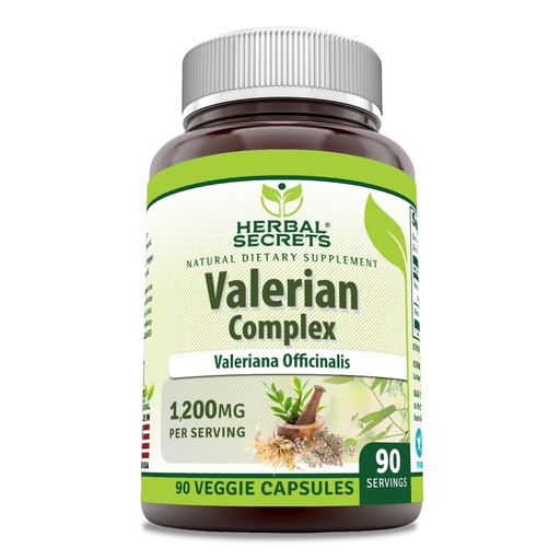 [BRSWGCQEA4HREHLP] Herbal Secrets Valerian Complex Supplement | 1200 Mg per Serving | 90 Veggie Capsules | Non-GMO | Gluten-Free | Made in USA