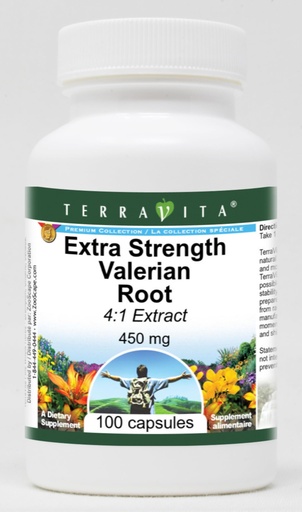 [BRSWI2QRPMMGKG36] Extra Strength Valerian Root 4:1 Extract - 450 mg (100 Capsules, ZIN: 511263)