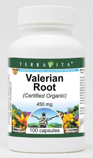 [BRSWI2QRPMMQ2DQ5] Valerian Root (Certified Organic) - 450 mg (100 Capsules, ZIN: 518743)