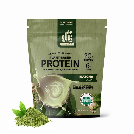[BRSRGBAFCNYB4D3V] Dr. Murray's USDA Organic Plant Based Protein Powder | 20g Protein | 6g Fiber | Vegan & Keto | Gluten & Dairy Free | Low Carb | No Added Sugar | Matcha, 1 lb.