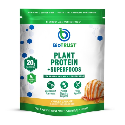 [BRSRMAIDOUJQOCD7] BioTrust Low Carb Plant, Delicious, Creamy, 20 Grams of Clean, Complete, Plant-Based Protein, 5 Grams Fiber, 15 Superfoods, Vegan, Dairy-Free -14 Servings (Vanilla Caramel)