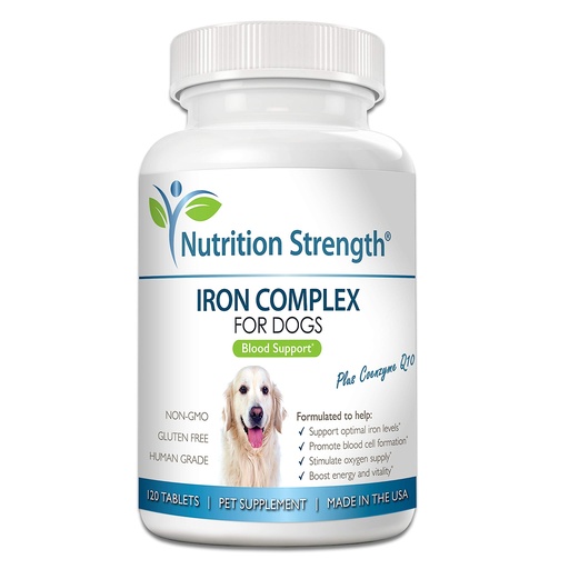 [BRSWGBADOUOROG3K] Iron for Dogs with Anemia to Support Blood Health, Blood Cell Formation & Oxygen Supply, Iron Supplement for Anemic Dogs + Vitamin C, Folate, Vitamin B12, 120 Chewable Tablets