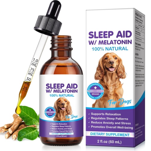 [BRSREGT7DJ4GYETB] Melatonin for Dogs,Calming Support for Dogs-60ML Natural Sleep Support for Relaxation & Stress Relief and Travel Stress - Alcohol-Free Formula