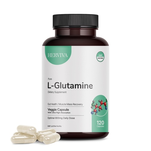 [BRSRGEITBFYBYAD3] L-Glutamine 800 mg, 120 Vegan Capsules (60 Servings)