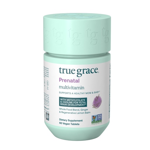 [BRSROAY5BZ7B4E3A] True Grace Prenatal Multivitamin - 30 Servings - Supports a Healthy Mom & Baby with Methylfolate & Choline for Fetal Brain Development - Gluten Free, Soy Free - 60 Vegan Tablets