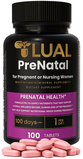 [BRSRAHYKAV7G2E3U] LUAL Prenatal Vitamins for Women – Prenatal Multivitamin with Folic Acid, Iron & Essential Nutrients – One Daily Pregnancy Wellness Support – 100 Tablets