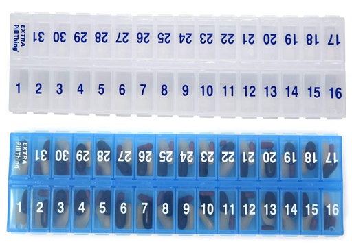 [BRSWGHA7DMBWEYI2] AM PM 31 Day Once-a Day Monthly Pill Planner Organizers - Large Compartment Pill Boxes Store Medications for Entire Month Plus Compartment for Extra Pills (AM/PM Clear & Blue) BPA Free