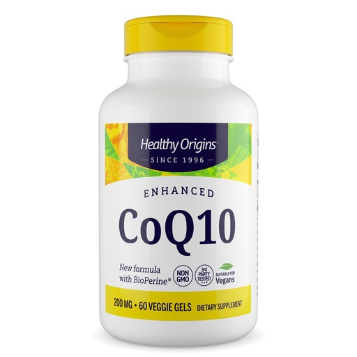 [BRSREZYYPN4GKD3V] Healthy Origins Natural Enhanced CoQ10 (BioPerine®), 200 mg - Heart Health & Energy Supplement - Gluten-Free & Non-GMO Supplements, with BioPerine & Sunflower Lecithin ((Pack of 1) 60 Veggie Gels)