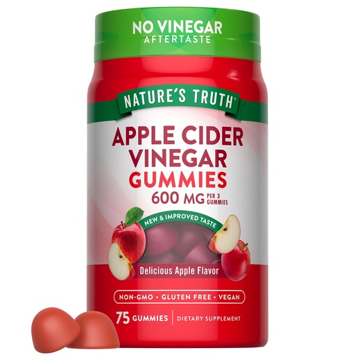 [BRSWGC34B5YAGFL5] Nature's Truth Apple Cider Vinegar Vegan Gummies, 600mg - 75 ct