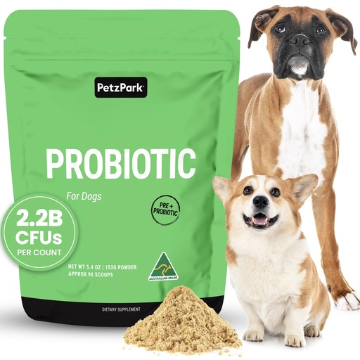 [BRSWYYL5BN4GY3DO] Petz Park Dog Probiotic 90 Scoops, Probiotics for Dogs Powder, Gut Health Supplement for Dogs, Paw Licking and Digestive Support, Dog Food Topper Made in Australia