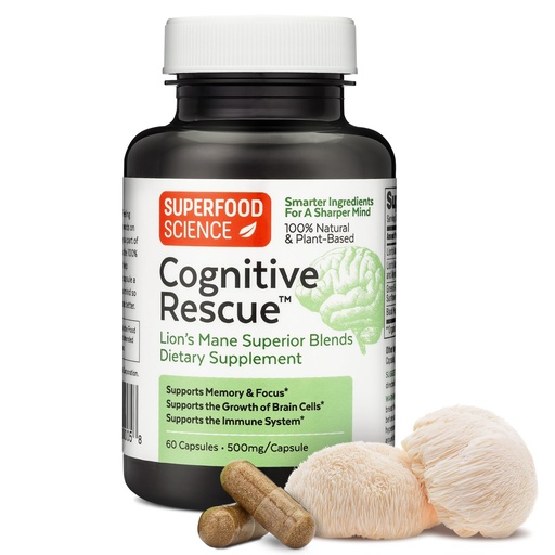[BRSW2ELYOEFGECDD] Cognitive Rescue, Lion's Mane Mushroom Capsules w/ Lion's Mane Dual Extract, Nootropics, Brain Supplement for Memory and Focus, Mushroom Immune Support w/ B Vitamins Complex, BioPerine, 60 capsules