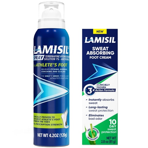 [BRSRYYAPB4NGOYL5] Lamisil Athlete's Foot Spray (4.2oz) Sweat Absorbing Foot Cream (2.8oz) Bundle