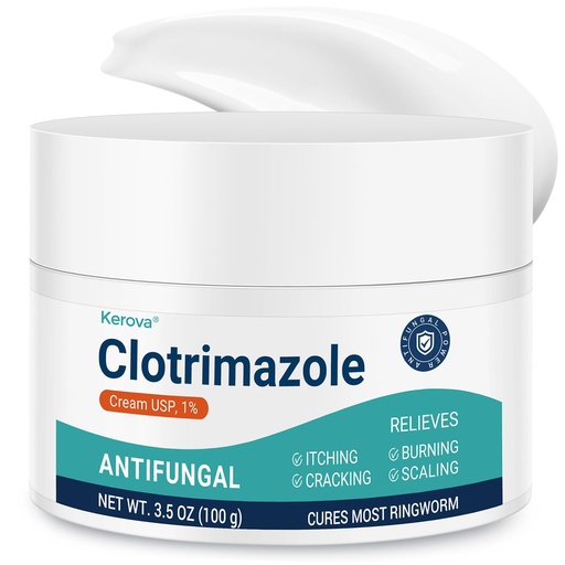 [BRSRGAQOCF6R4HLL] Antifungal Cream for Athlete’s Foot, Jock Itch & Ringworm – 1% Clotrimazole Antifungal Cream, Ringworm Treatment for Humans, Relieves Burning, Itching, Scaling & Cracking (3.5 Ounce)