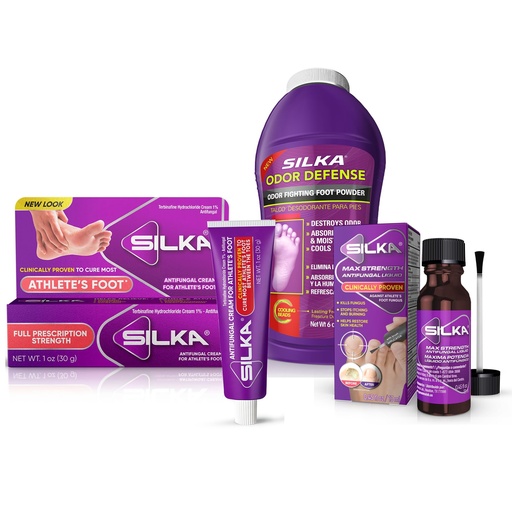 [BRSROCD2OQIW23TD] Silka Emergency Foot Care Kit, Max Strength Antifungal Liquid, Odor-Fighting Foot Powder, Antifungal Cream for Athletes Foot, Jock Itch, and Ringworm, Complete Solution for Healthy Feet