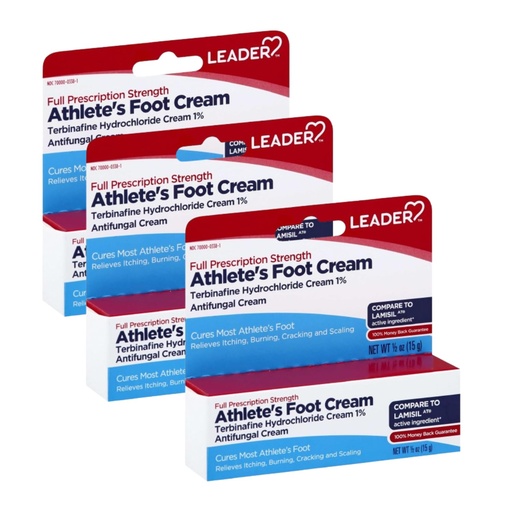 [BRSW2AICOAJWECA4] Leader Medicated Cream, Full Prescription Strength, Clinically Proven for AF, Relieves Itching, Burning, Cracking and Scaling, 0.5 Ounce, Pack of 3
