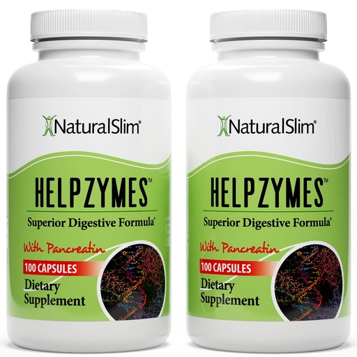 [BRSRMYYYCQMQK3TD] NaturalSlim Digestive Enzymes for Women & Men - Helpzymes Essential Enzymes for Digestion, Gut Health, Gas Bloating with Bromelain, Ox Bile, Pancreatin. & Betaine HCL - 100 Capsules 2pk